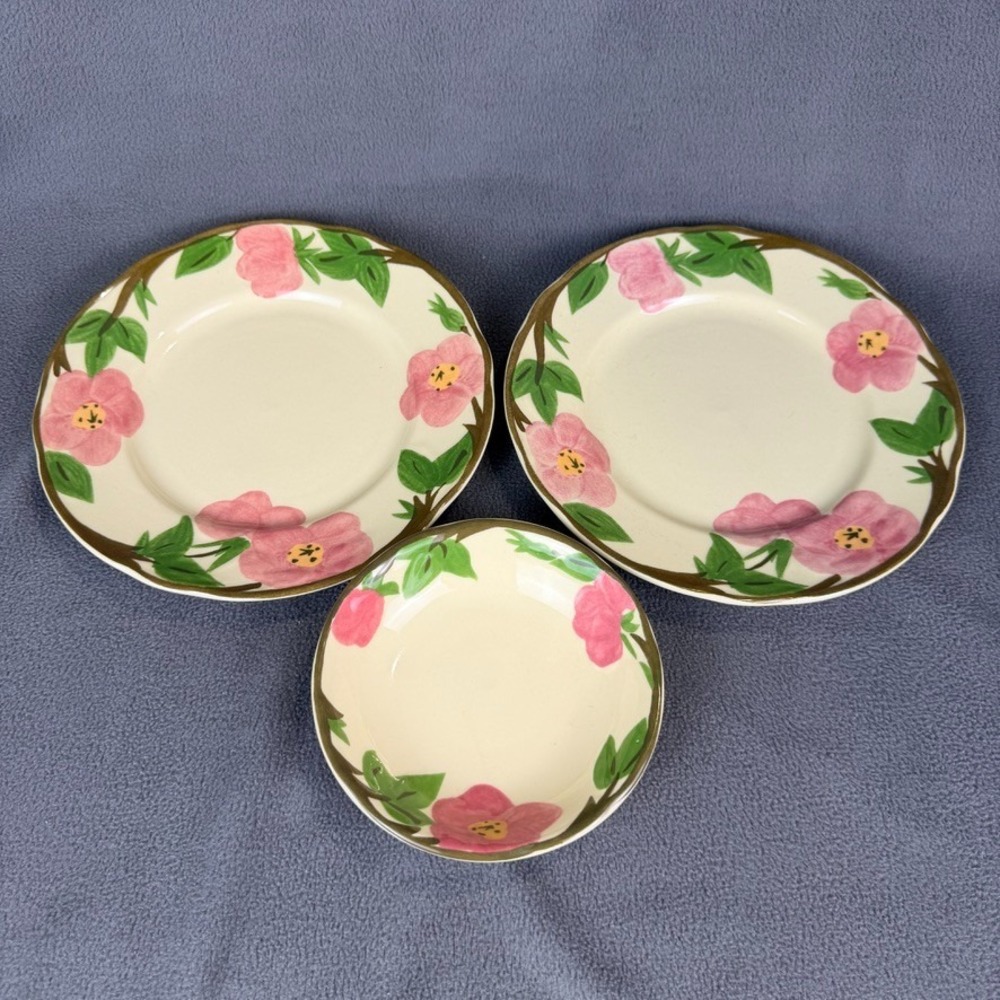 Franciscan Desert Rose Salad Plates 8" & Monkey Dish 5" Set of 3 Floral